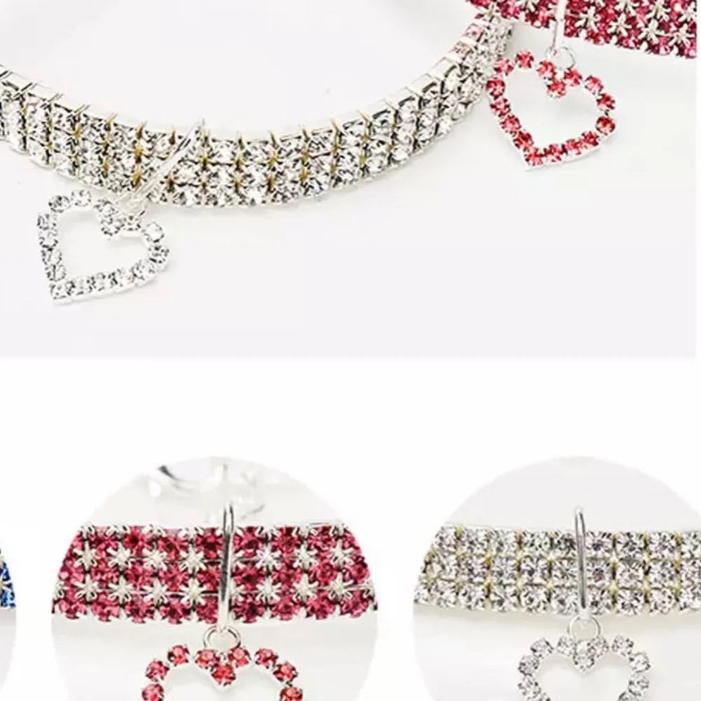 COPY - Heart Shape Cat collar & Dog collar Rhinestone adjustable Necklace